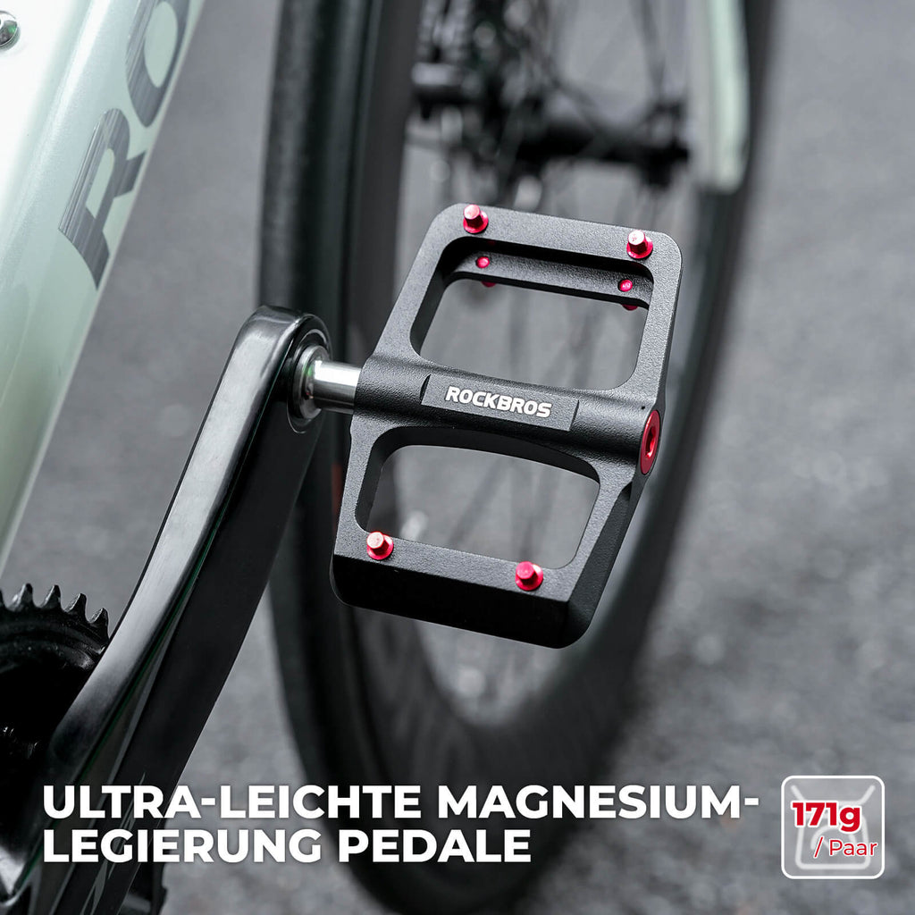 MTB & Rennrad Pedale – 171 g/Paar, Ultraleicht Magnesium-Flachpedale