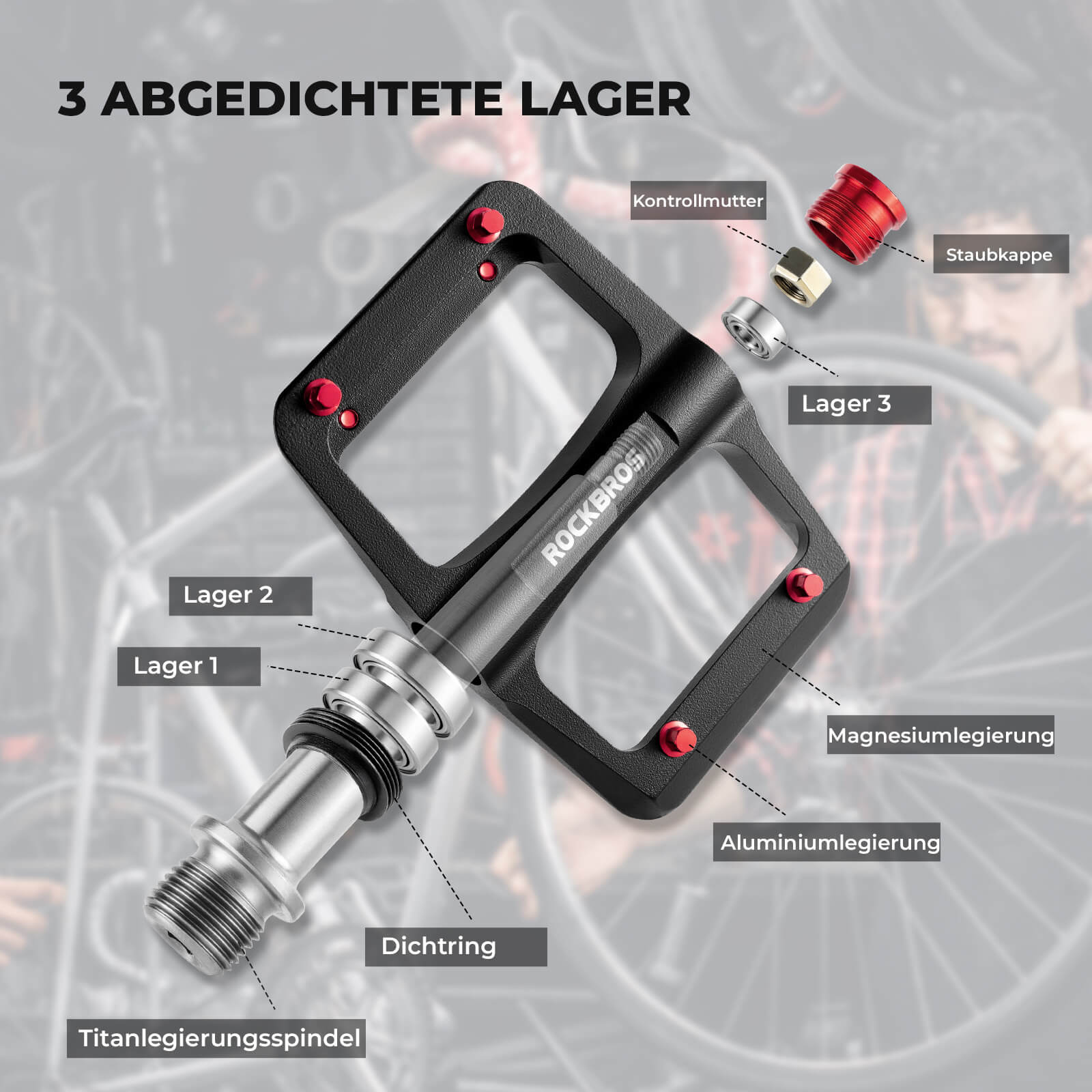 MTB & Rennrad Pedale – 171 g/Paar, Ultraleicht Magnesium-Flachpedale
