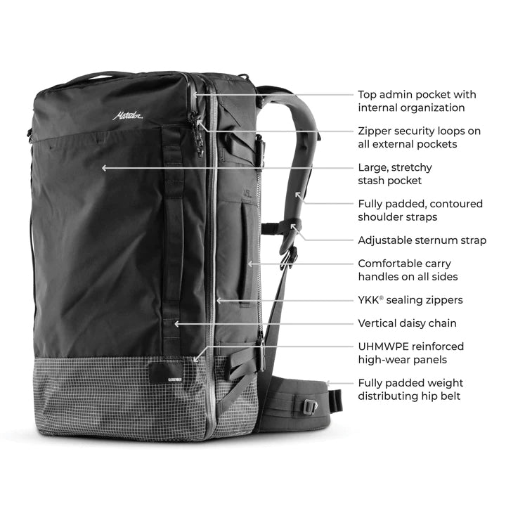 Matador GlobeRider45 Travel Backpack (white) - Handgepäckkonformer Rucksack für Weltreisen (45 liter) von Matador