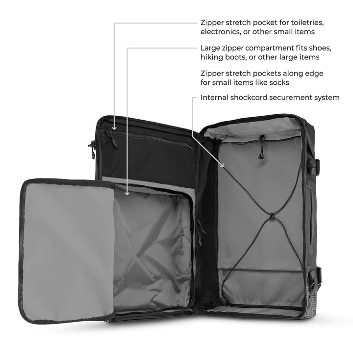 Matador GlobeRider45 Travel Backpack (black) - Handgepäckkonformer Rucksack für Weltreisen (45 liter) von Matador