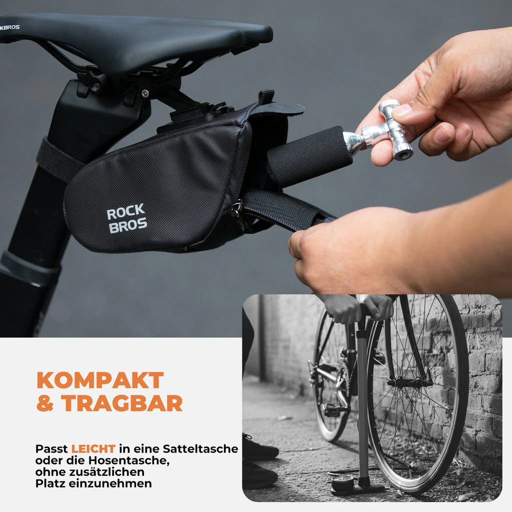 Mini Fahrradpumpe mit CO₂-Adapter - Tragbar, Presta & Schrader Kompatibel, bis 80 PSI