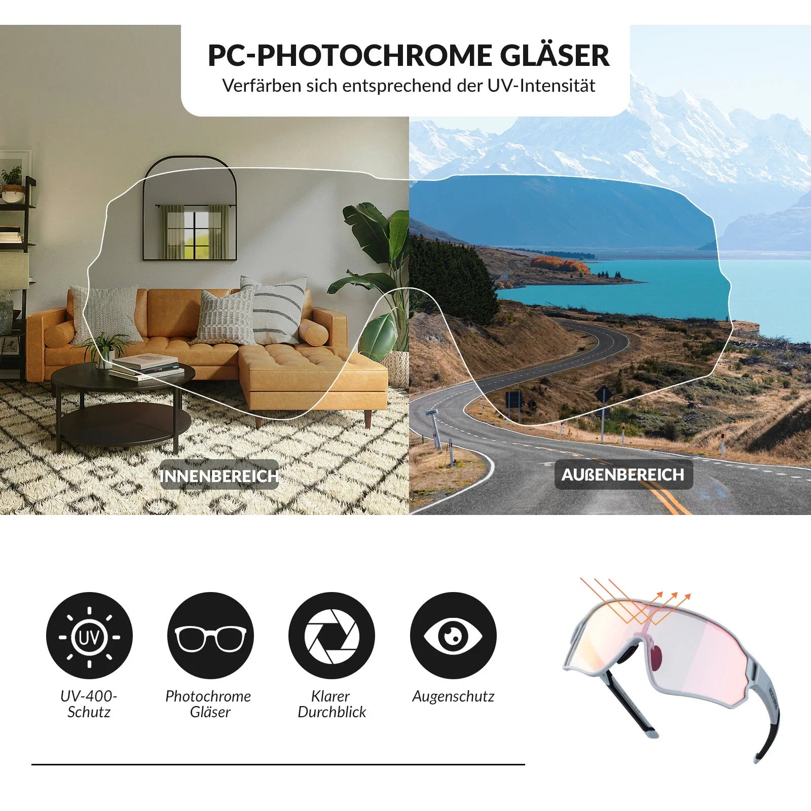 Dynamische Radbrille mit UV400-Sonnenfilter