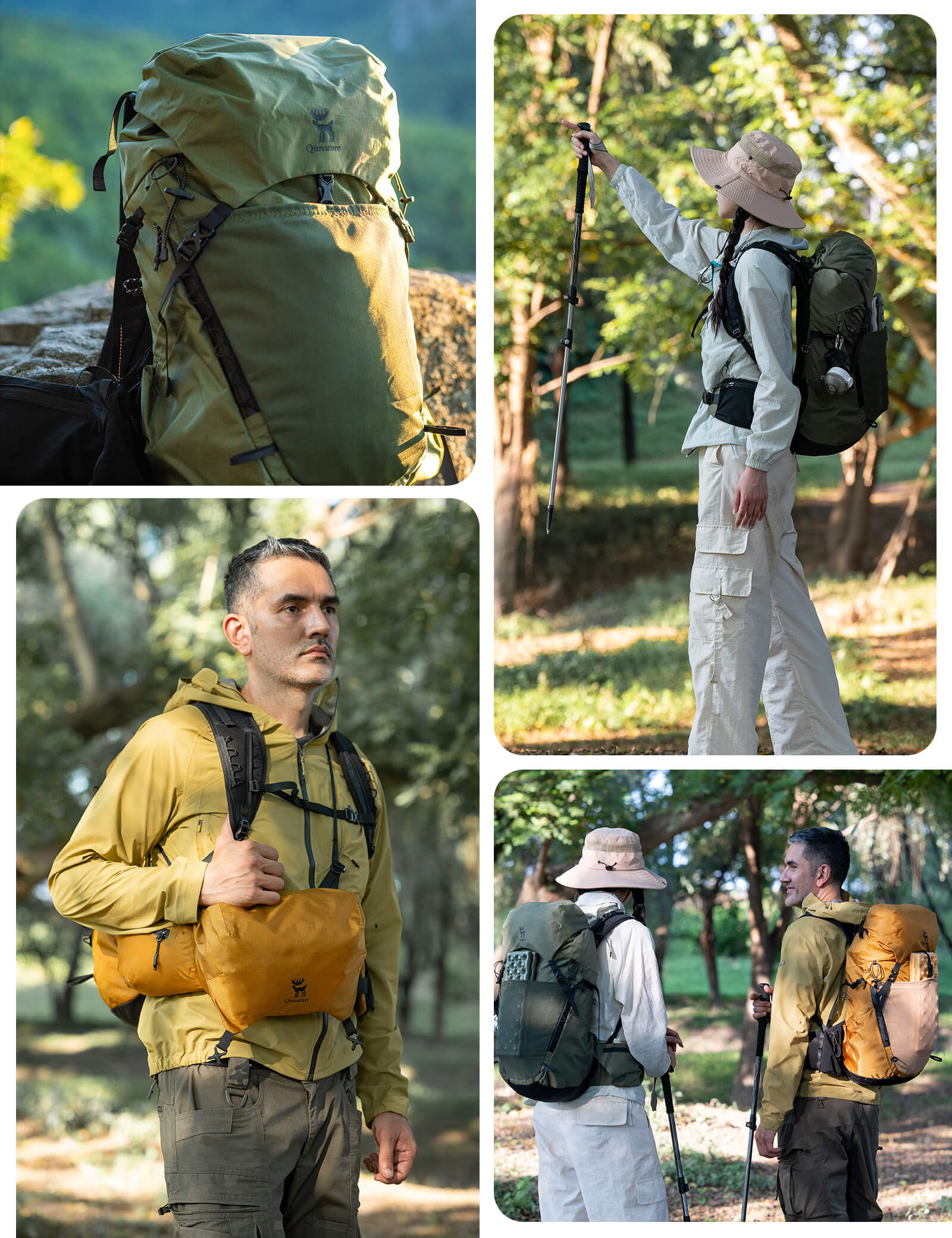 Qunature 25L Wanderrucksack atmungsaktiv - mit abnehmbarer Tasche & Seitenzugang