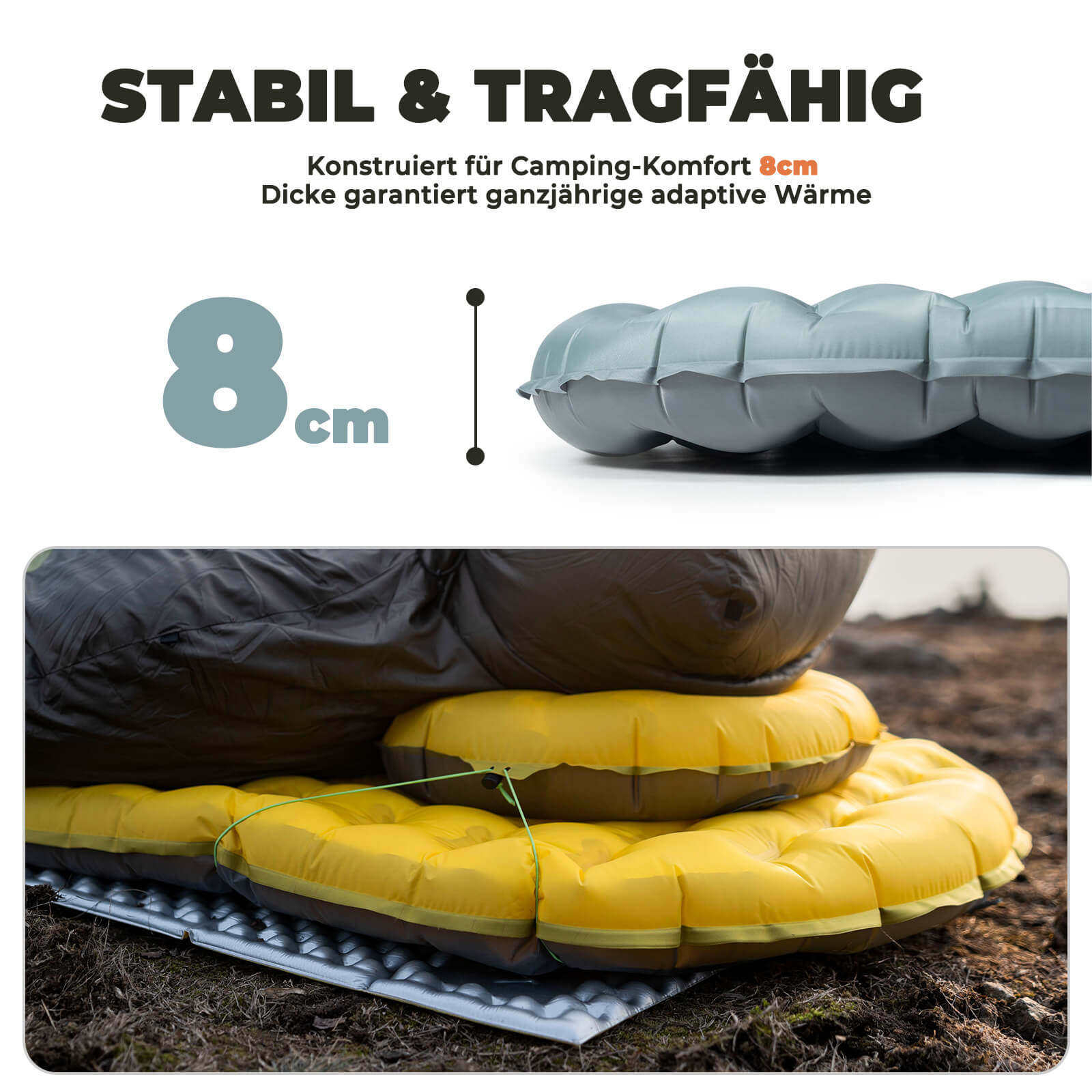 Qunature Aufblasbare Matratze Isomatte Alle Jahreszeiten für Outdoor-Camping Isolierung
