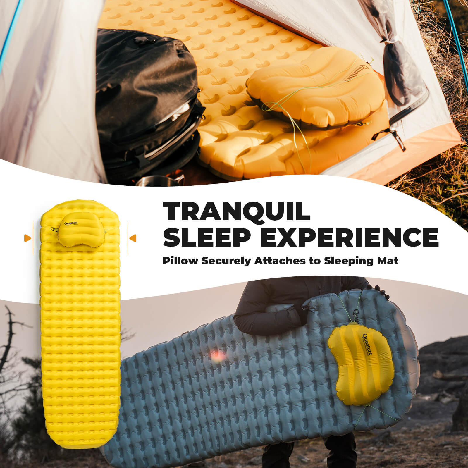 Qunature Aufblasbares Camping Kissen für Outdoor Wandern