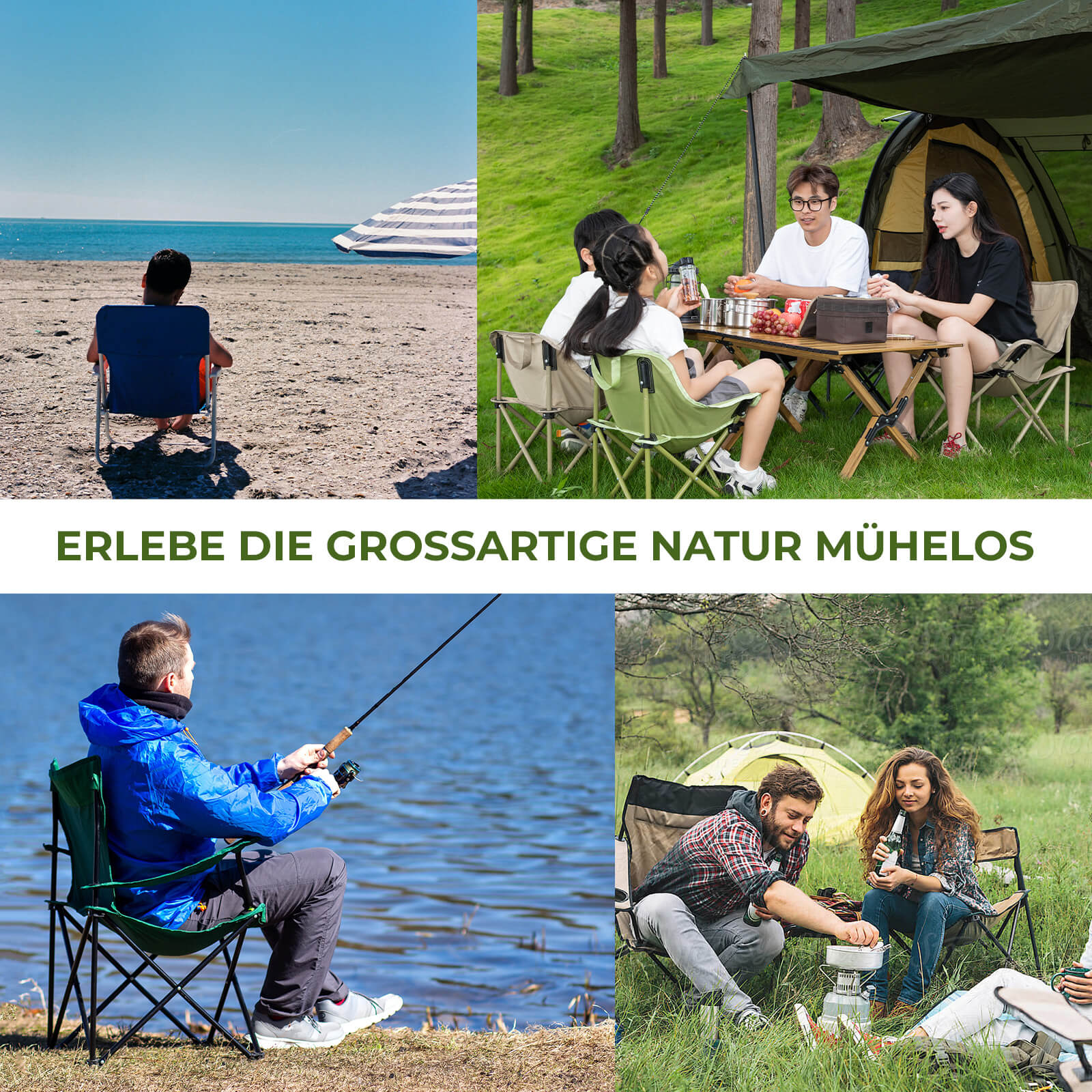 Qunature Campingstuhl Faltbar Tragbarer Camping Stuhl mit Tragetasche und Tragegriff 120KG/60KG