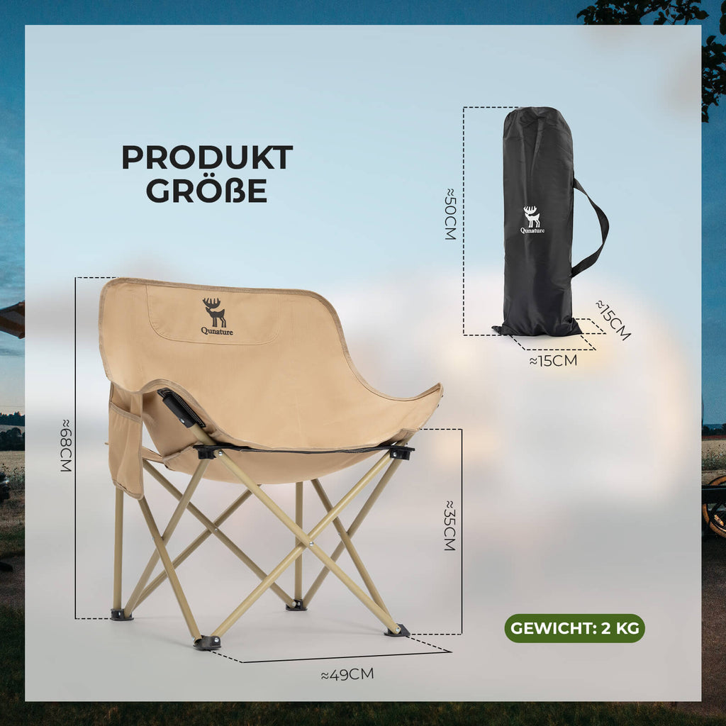 Qunature Campingstuhl Faltbar Tragbarer Camping Stuhl mit Tragetasche und Tragegriff 120KG/60KG