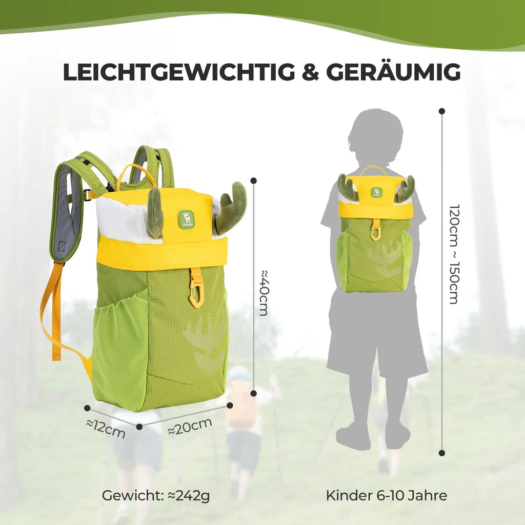 Qunature Kinderrucksack 8L mit Hirsch-Design Wasserdicht 6-10 Jahre
