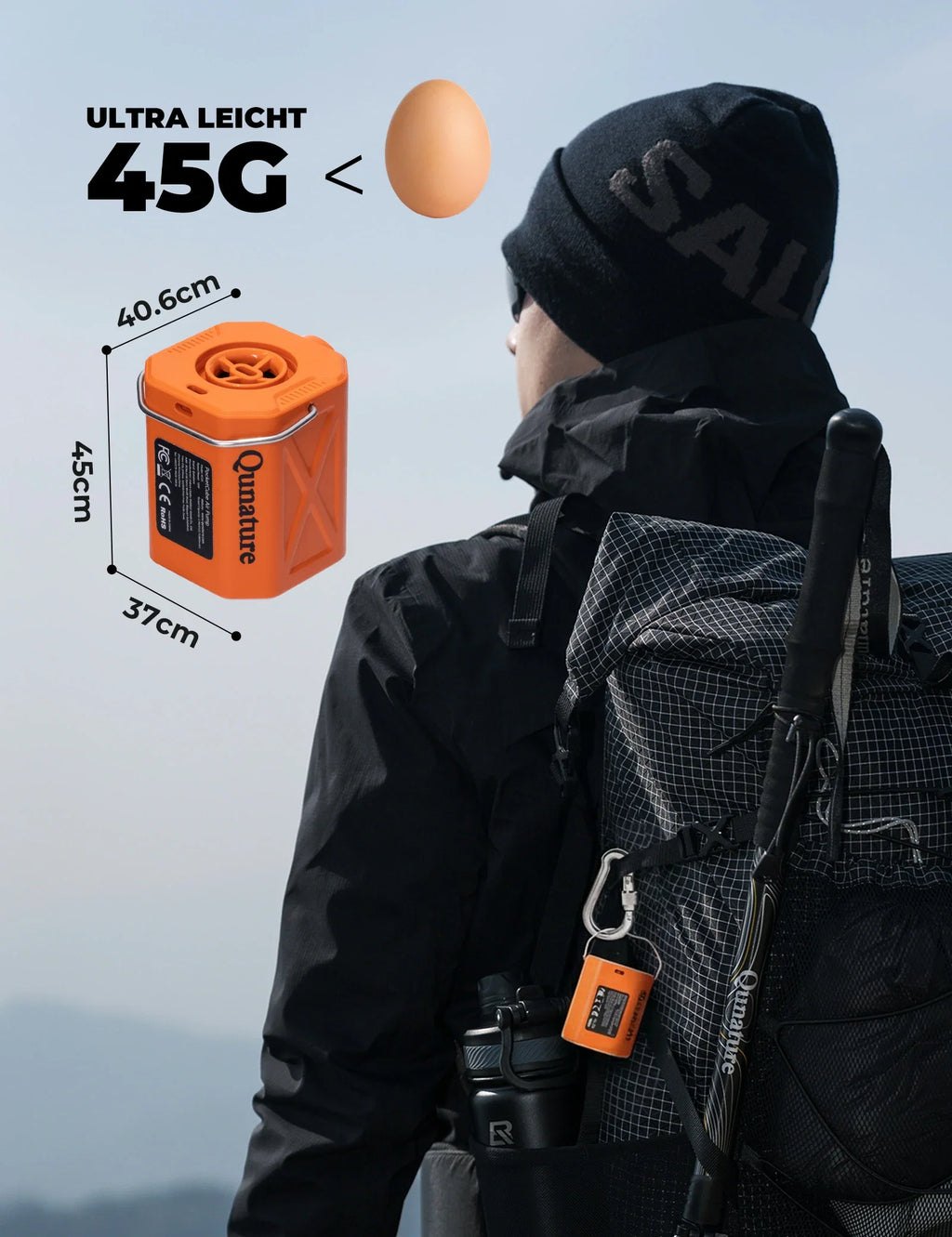 Qunature Mini Elektrische Luftpumpe, Tragbare Ultraleichte 45g Pump mit USB Schnellladung 5 Luftdüse