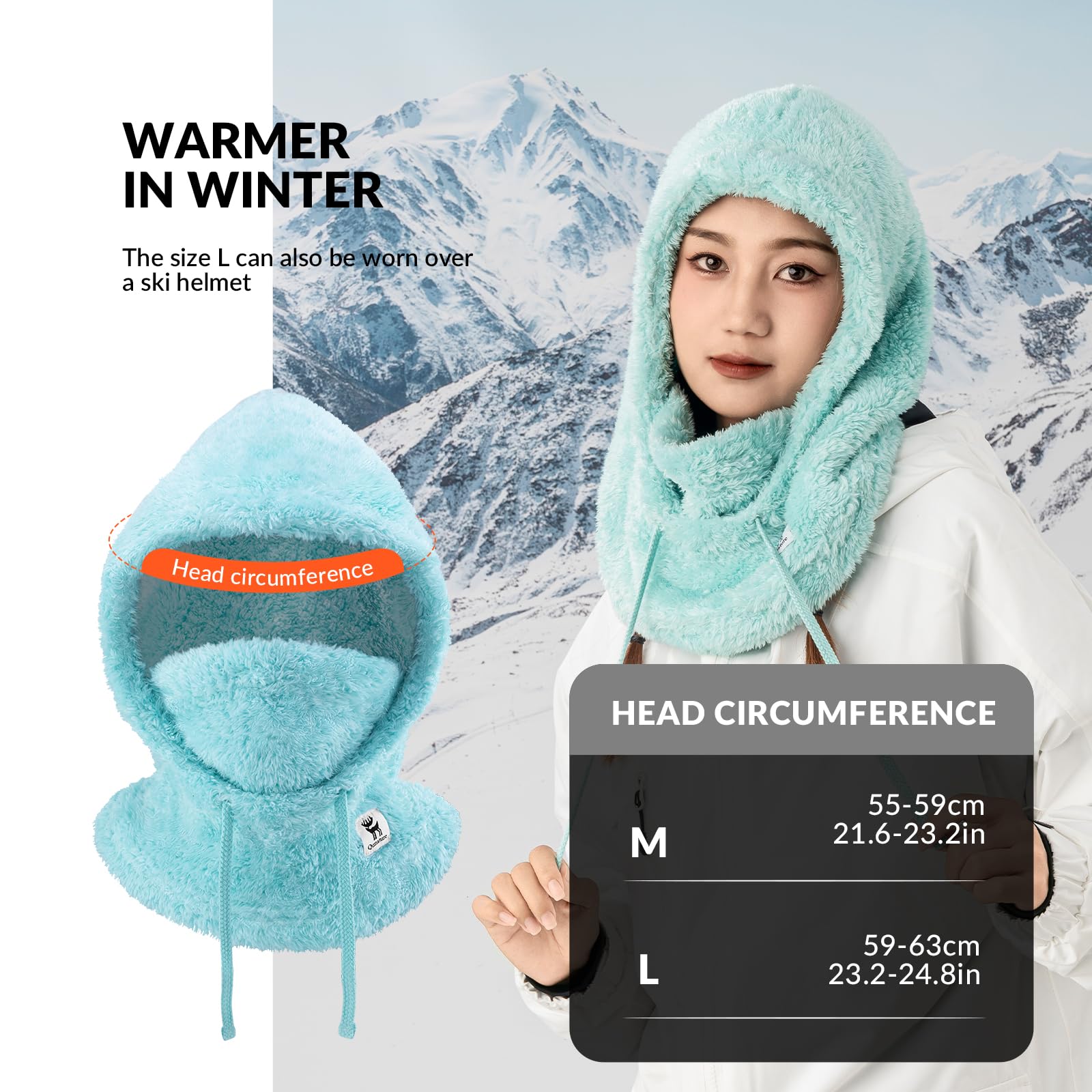 Qunature Sturmhaube Winter Warme Balaclava Thermo Winddichte Sturmmaske Skimaske