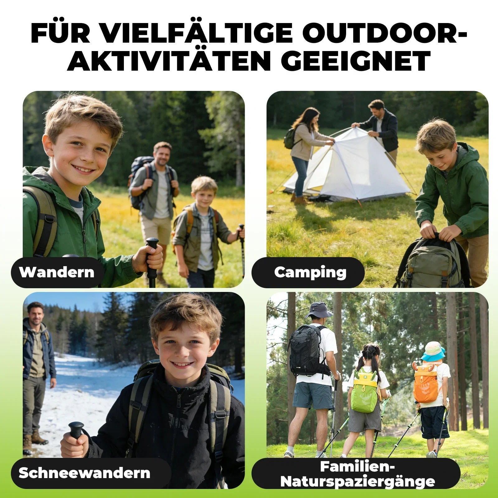 Qunature Wanderstöcke Kinder, 51–100 cm verstellbar Trekkingstöcke, Aluminium 1 Stück
