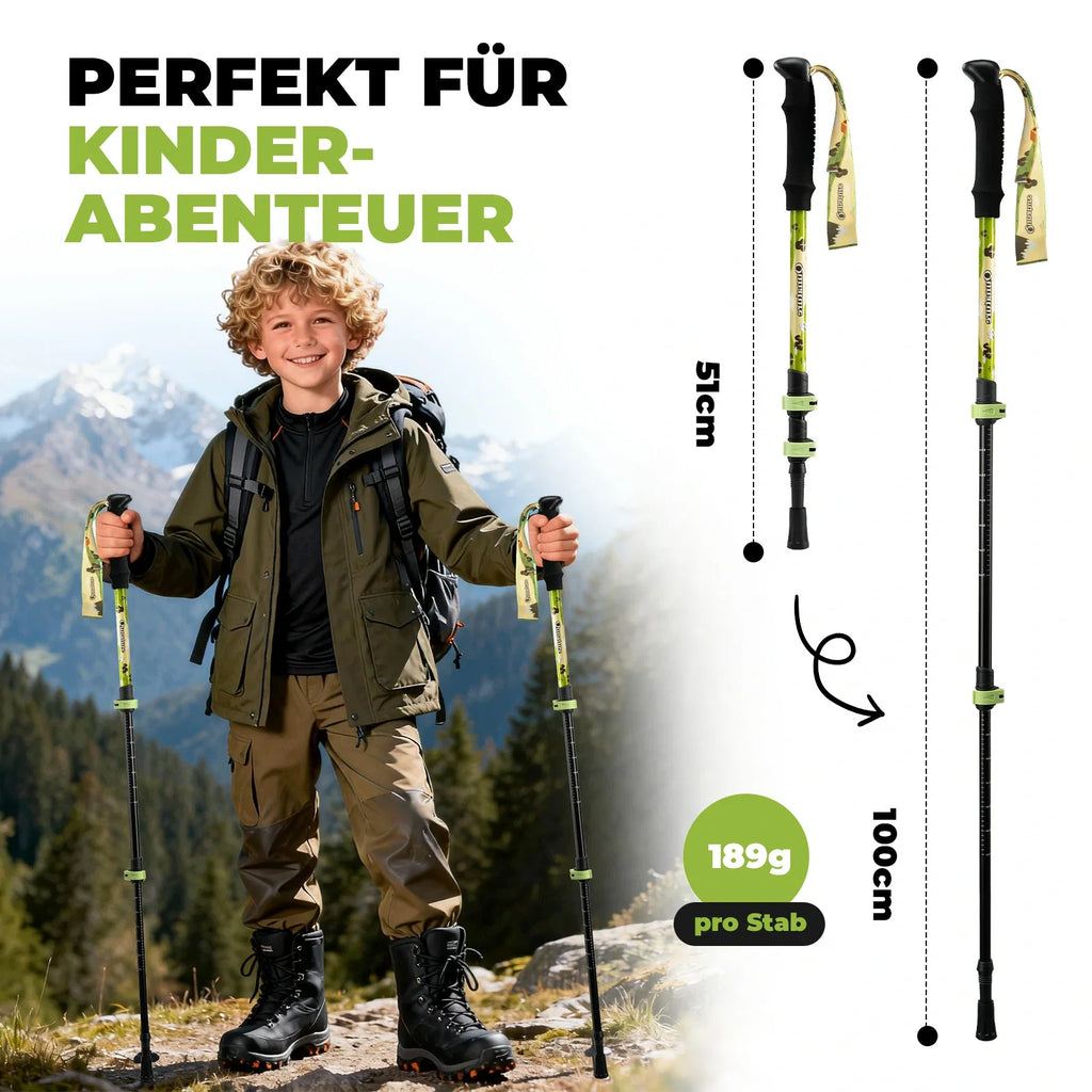 Qunature Wanderstöcke Kinder, 51–100 cm verstellbar Trekkingstöcke, Aluminium 1 Stück