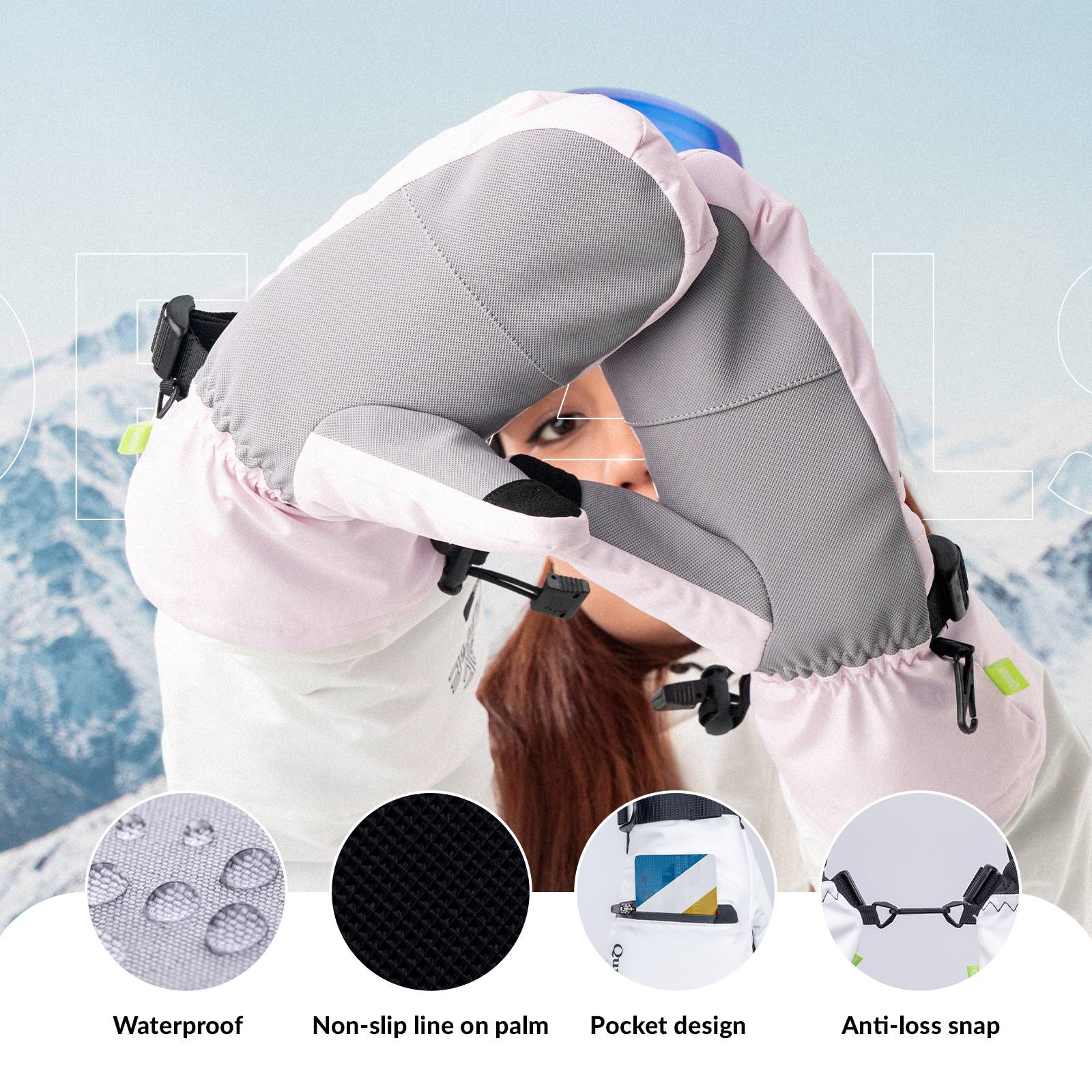 Qunature Wasserdichte Skihandschuhe XS-XL