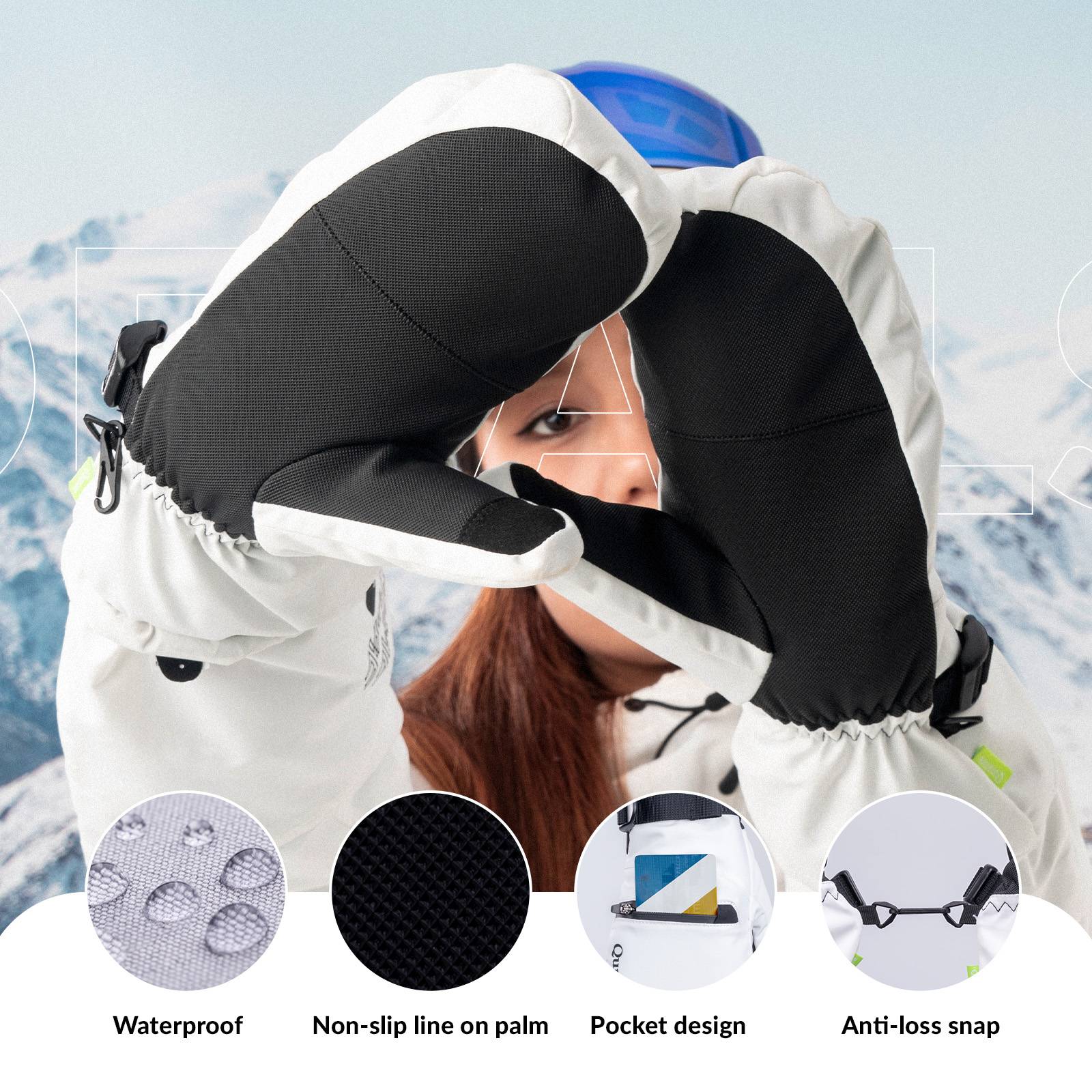 Qunature Wasserdichte Skihandschuhe XS-XL