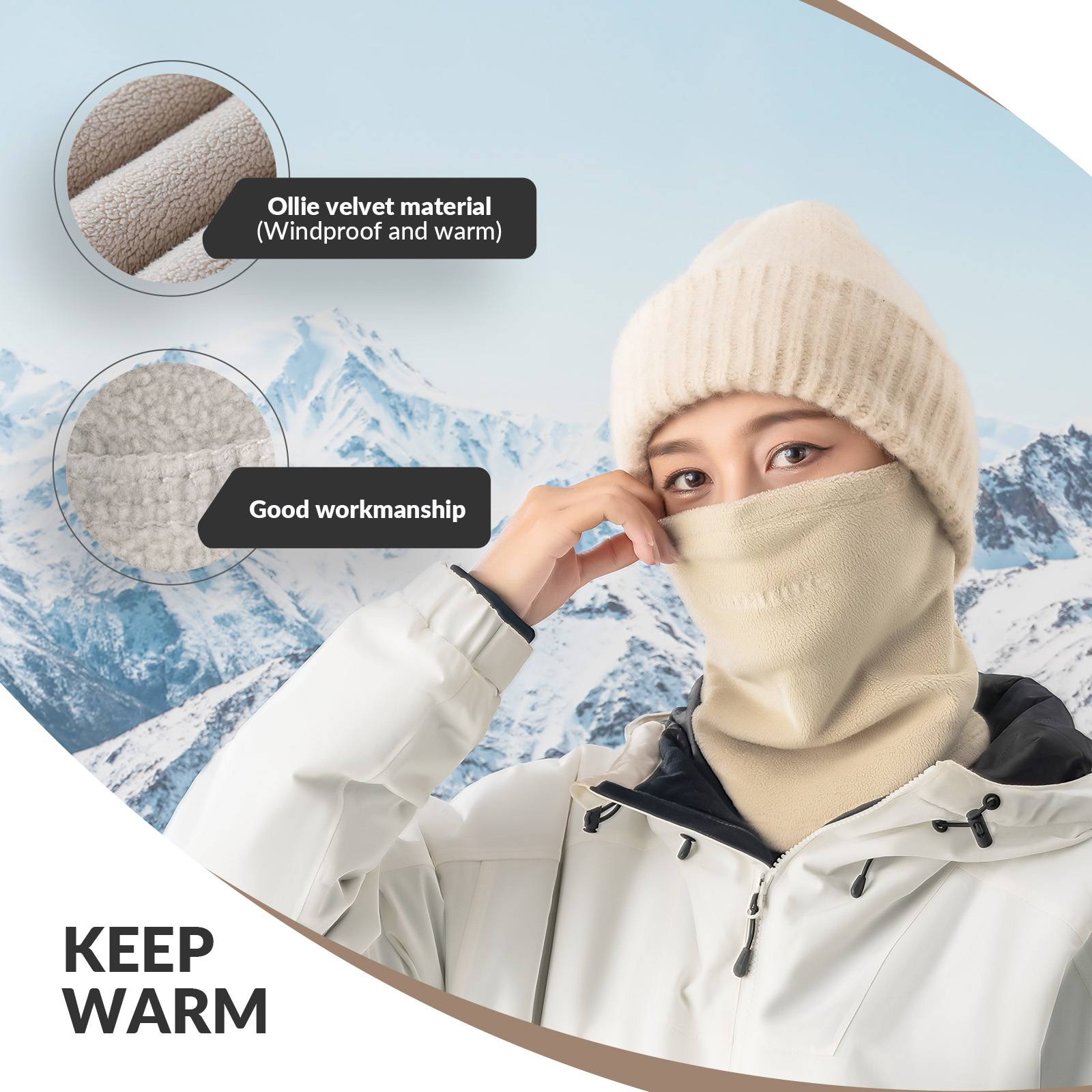 Qunature Winddichte Fleece Sturmhaube Balaclava Skimaske Warm