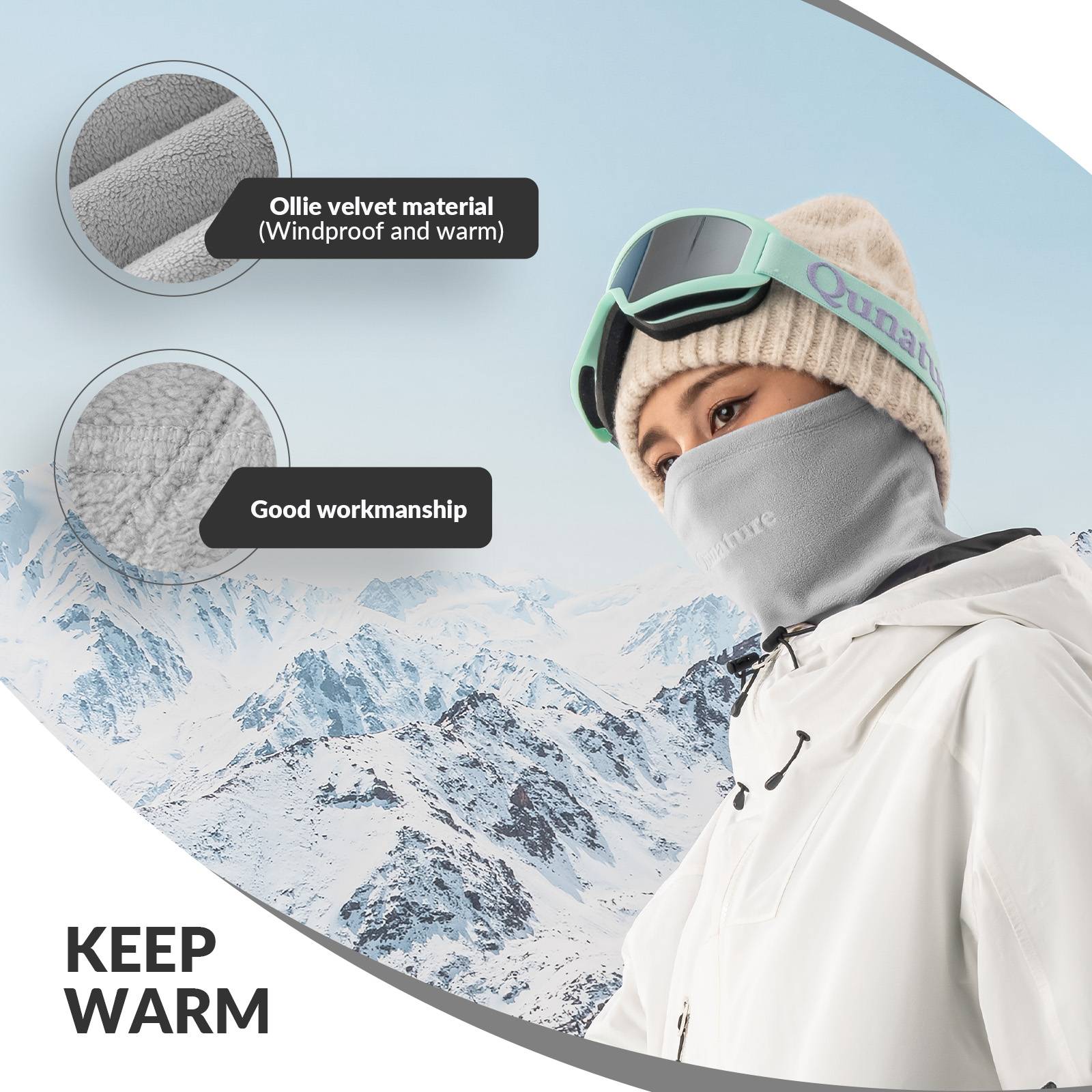 Qunature Winddichte Fleece Sturmhaube Balaclava Skimaske Warm