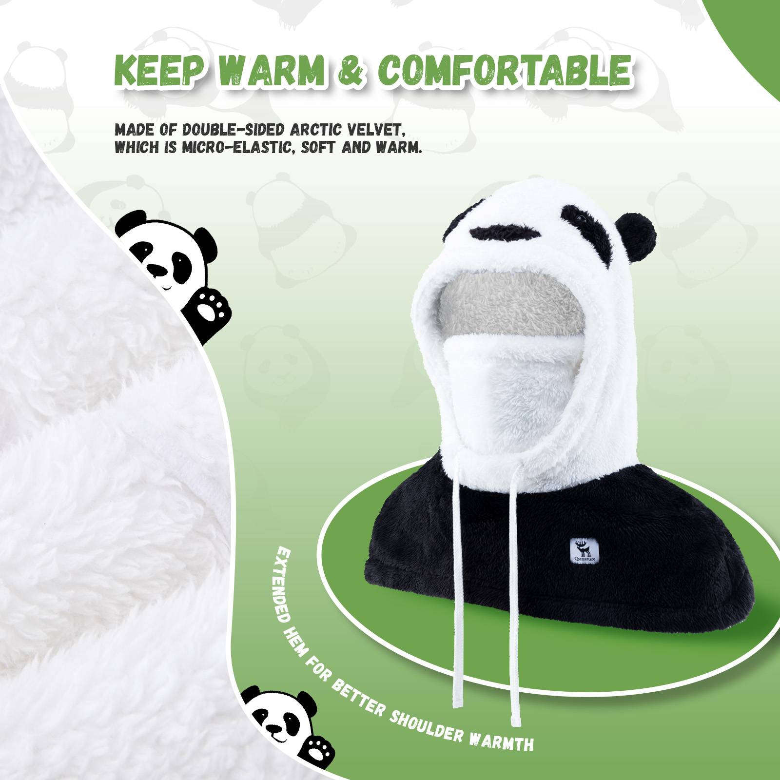 Qunature Winddichte Panda-Mütze für Kinder & Jugendliche