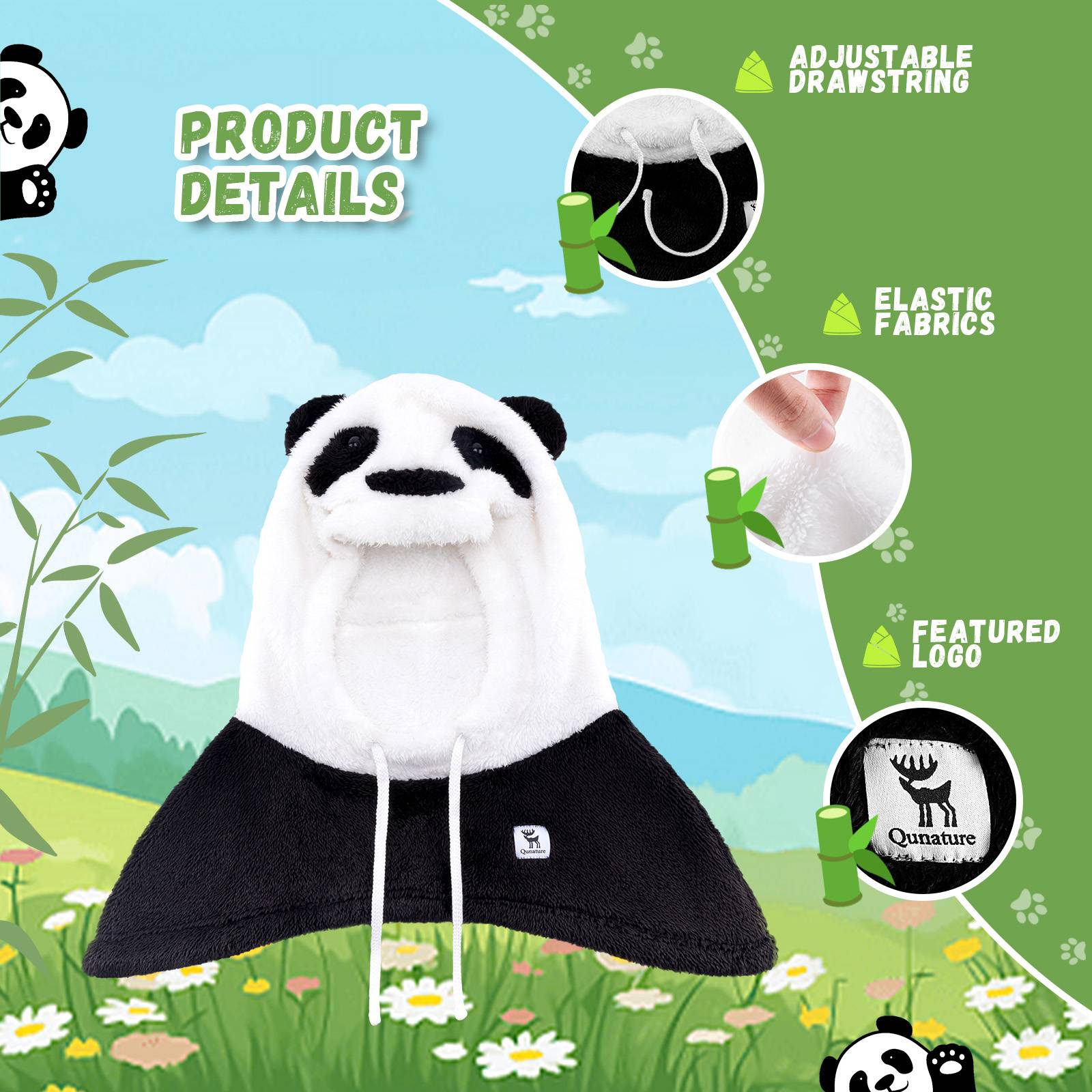 Qunature Winddichte Panda-Mütze für Kinder & Jugendliche