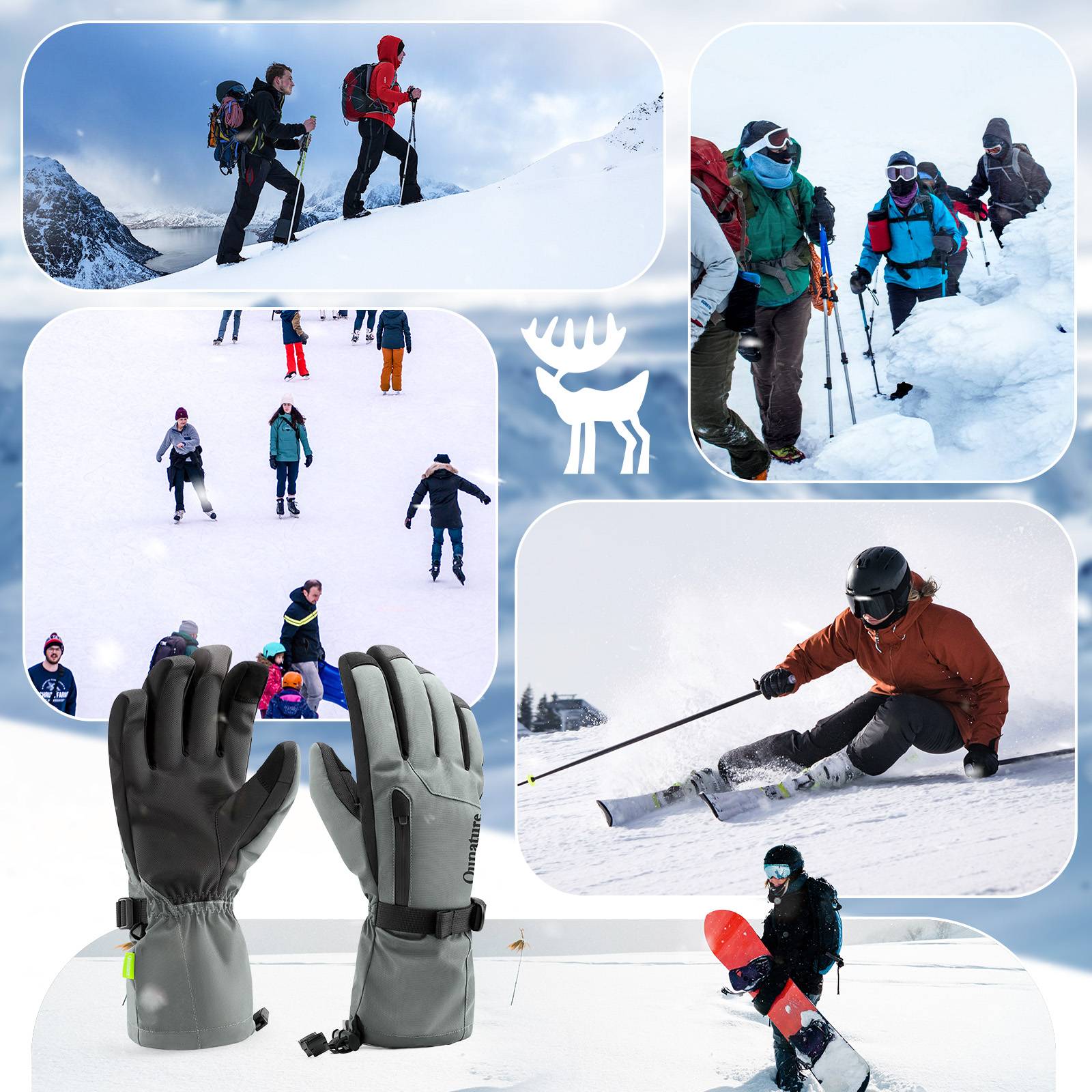 Qunature Winddichte Winterhandschuhe Ski/Fahrrad