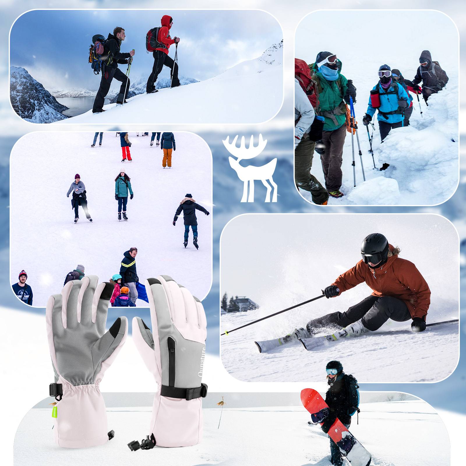 Qunature Winddichte Winterhandschuhe Ski/Fahrrad