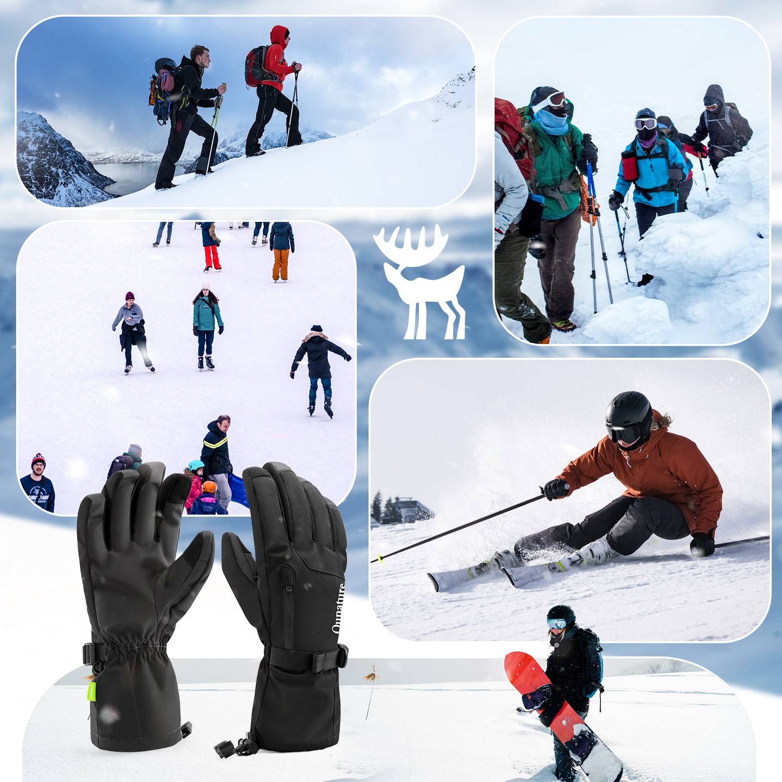 Qunature Winddichte Winterhandschuhe Ski/Fahrrad