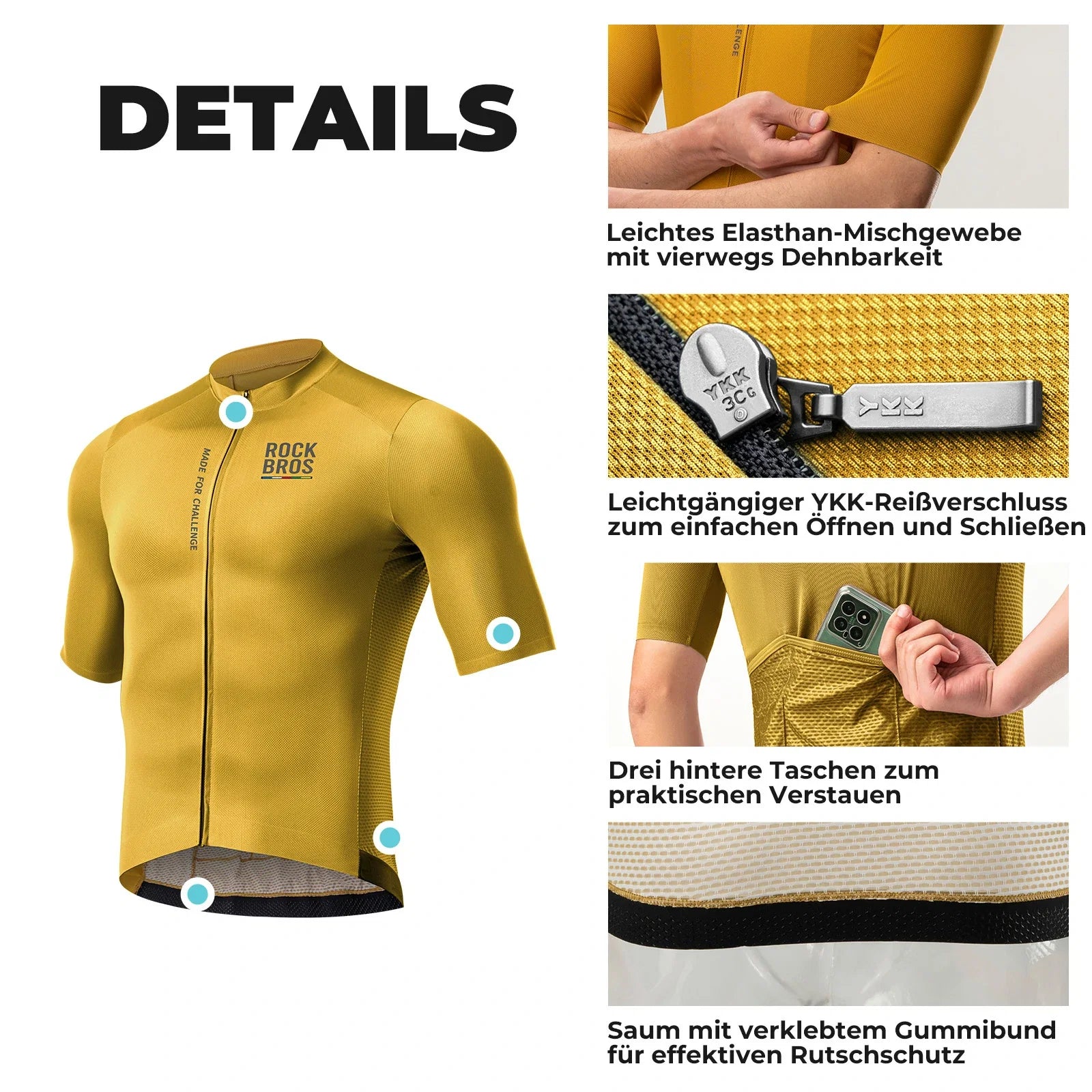ROAD TO SKY Herren Kurzarm-Radtrikot Jersey für MTB & Rennrad