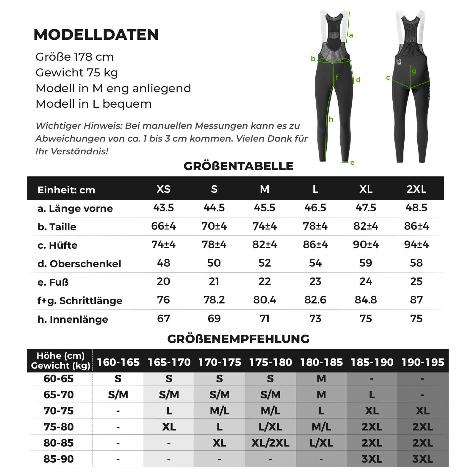 ROAD TO SKY Herren Fahrrad Trägerhose Lang Gepolstert