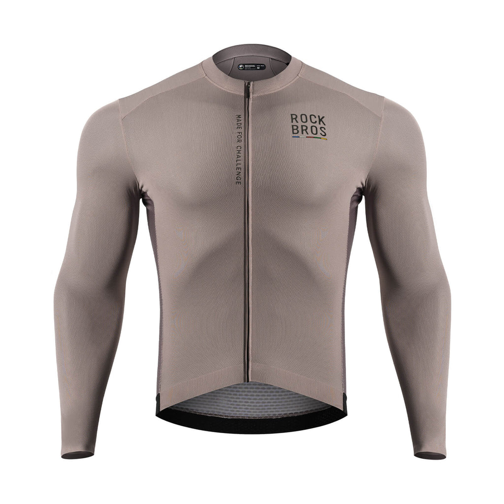 ROAD TO SKY Langarm-Radtrikot Herren Jersey Erdgrau/Braun
