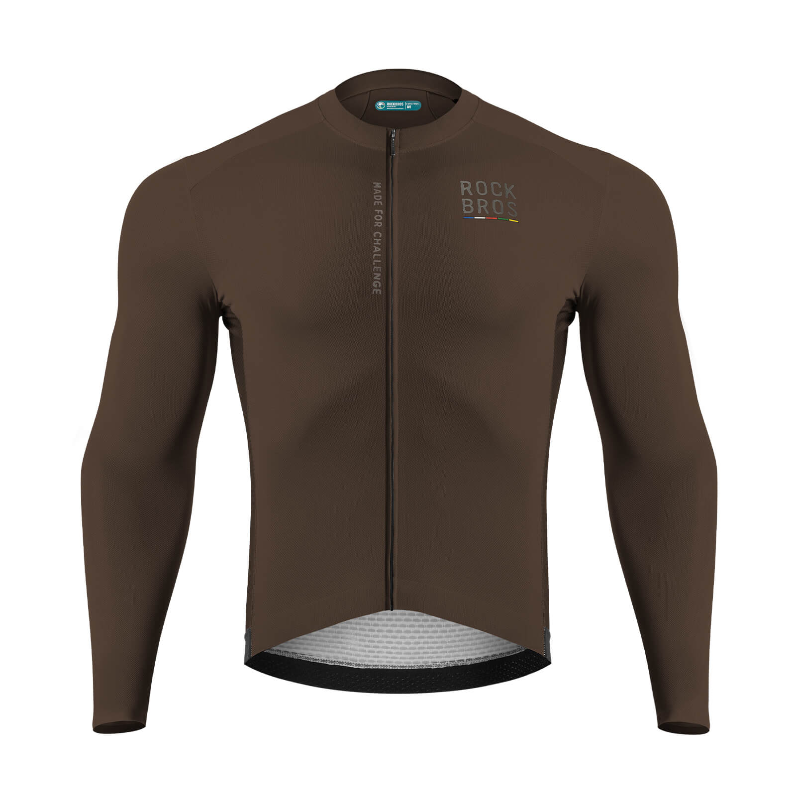 ROAD TO SKY Langarm-Radtrikot Herren Jersey Erdgrau/Braun