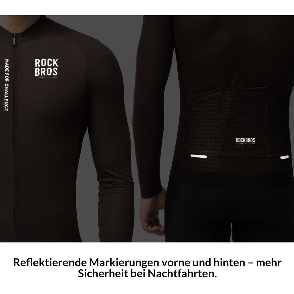 ROAD TO SKY Langarm-Radtrikot Herren Jersey Erdgrau/Braun