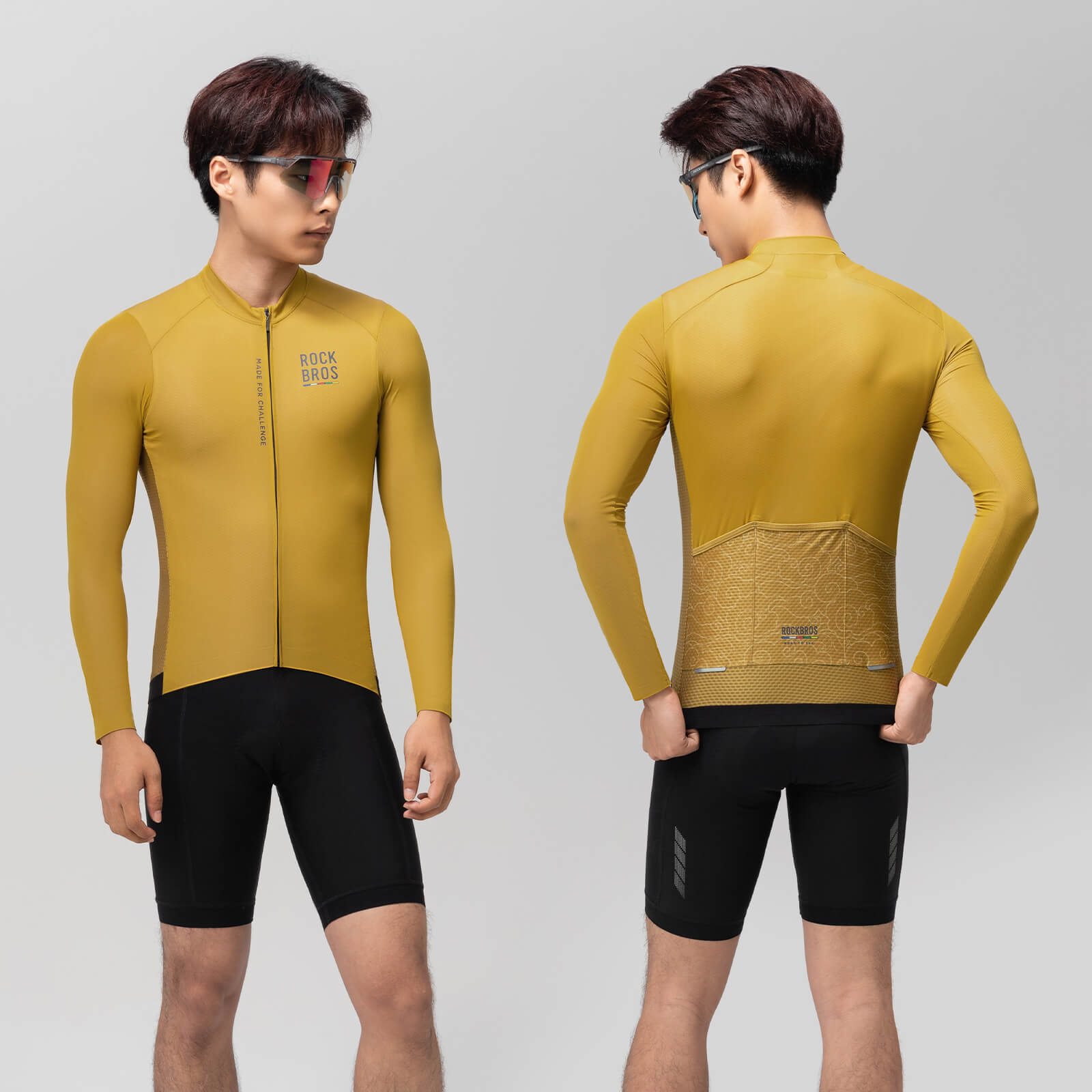 ROAD TO SKY Langarm-Radtrikot Herren Jersey Gelb/Blau