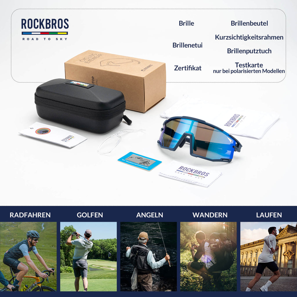 ROAD TO SKY Polarisierte Fahrradbrille UV400 Schutz Verstellbare Nasenpads