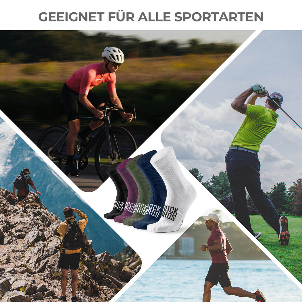 ROAD TO SKY Sportsocken Baumwolle Atmungsaktive Laufsocken für MTB & Rennrad
