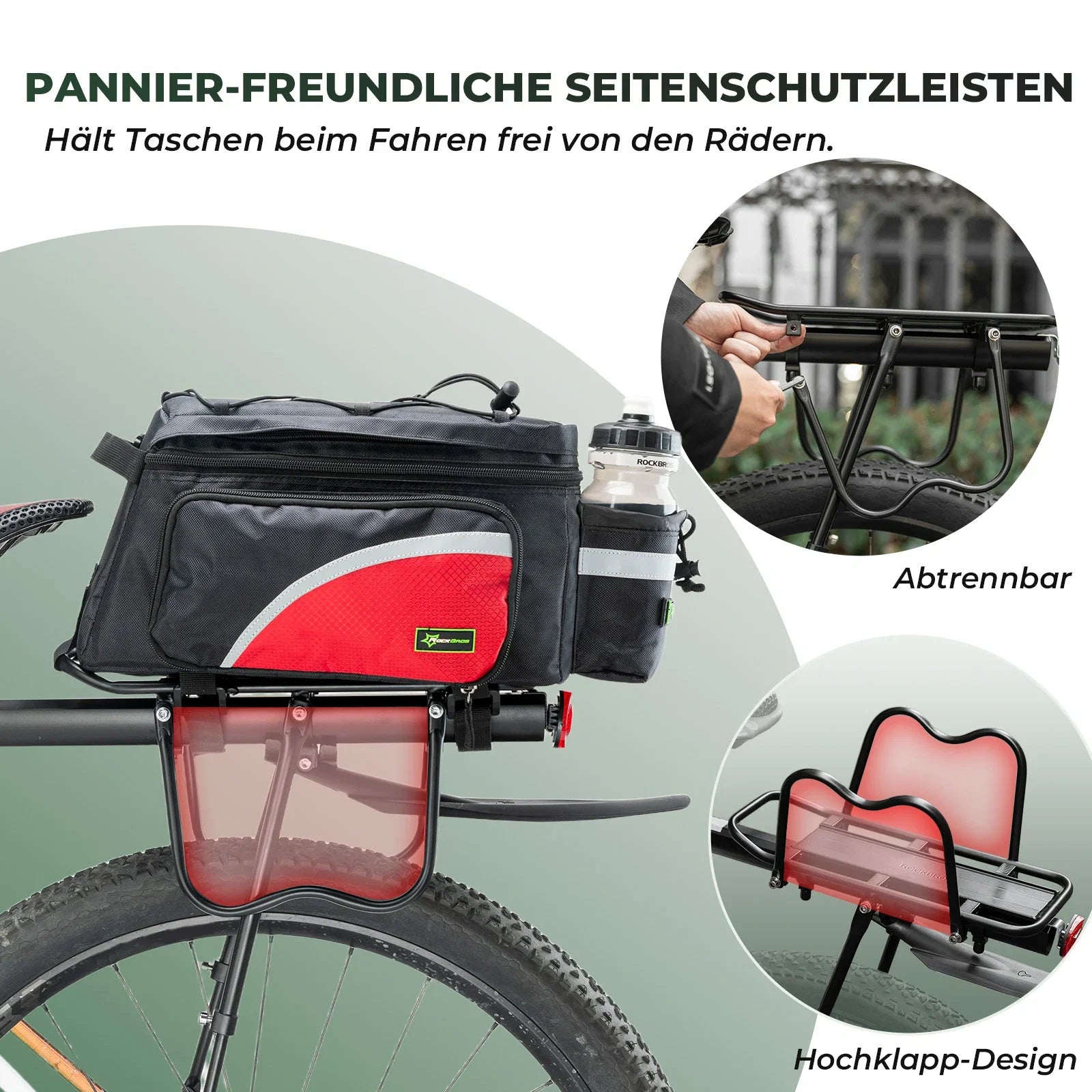 ROCKBROS Fahrrad Gepäckträger mit Reflektor und Schutzblech Aluminiumlegierung