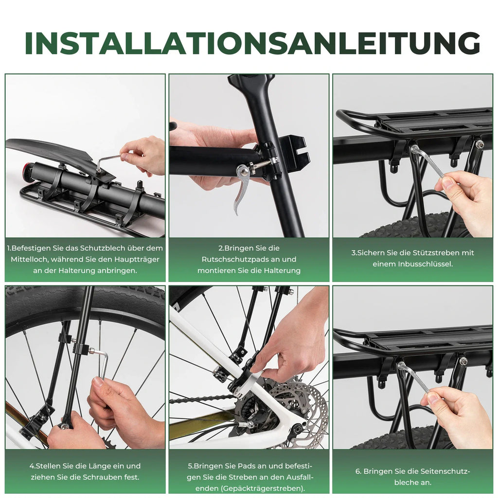 ROCKBROS Fahrrad Gepäckträger mit Reflektor und Schutzblech Aluminiumlegierung