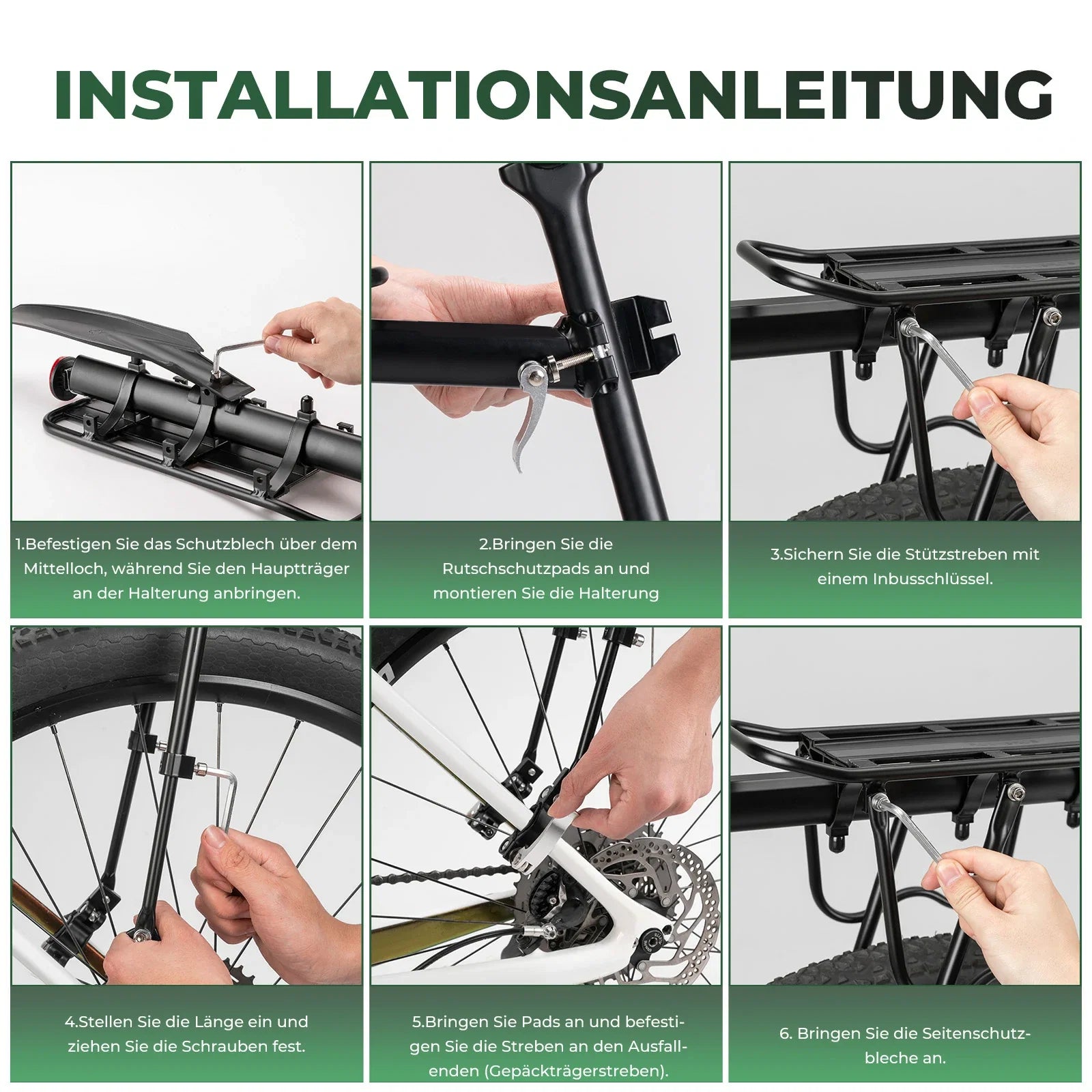ROCKBROS Fahrrad Gepäckträger mit Reflektor und Schutzblech Aluminiumlegierung