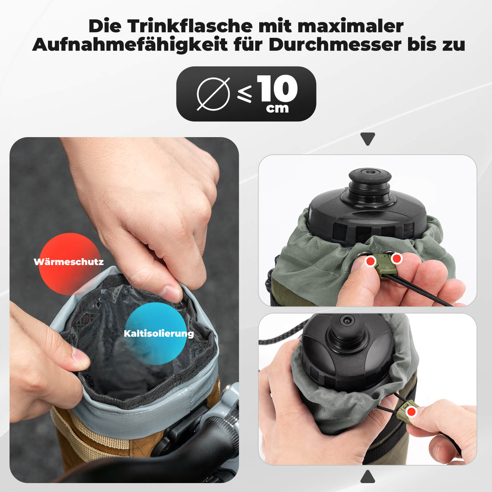 Fahrrad Lenkertasche 1.2L für Trinkflaschen Ø10 cm
