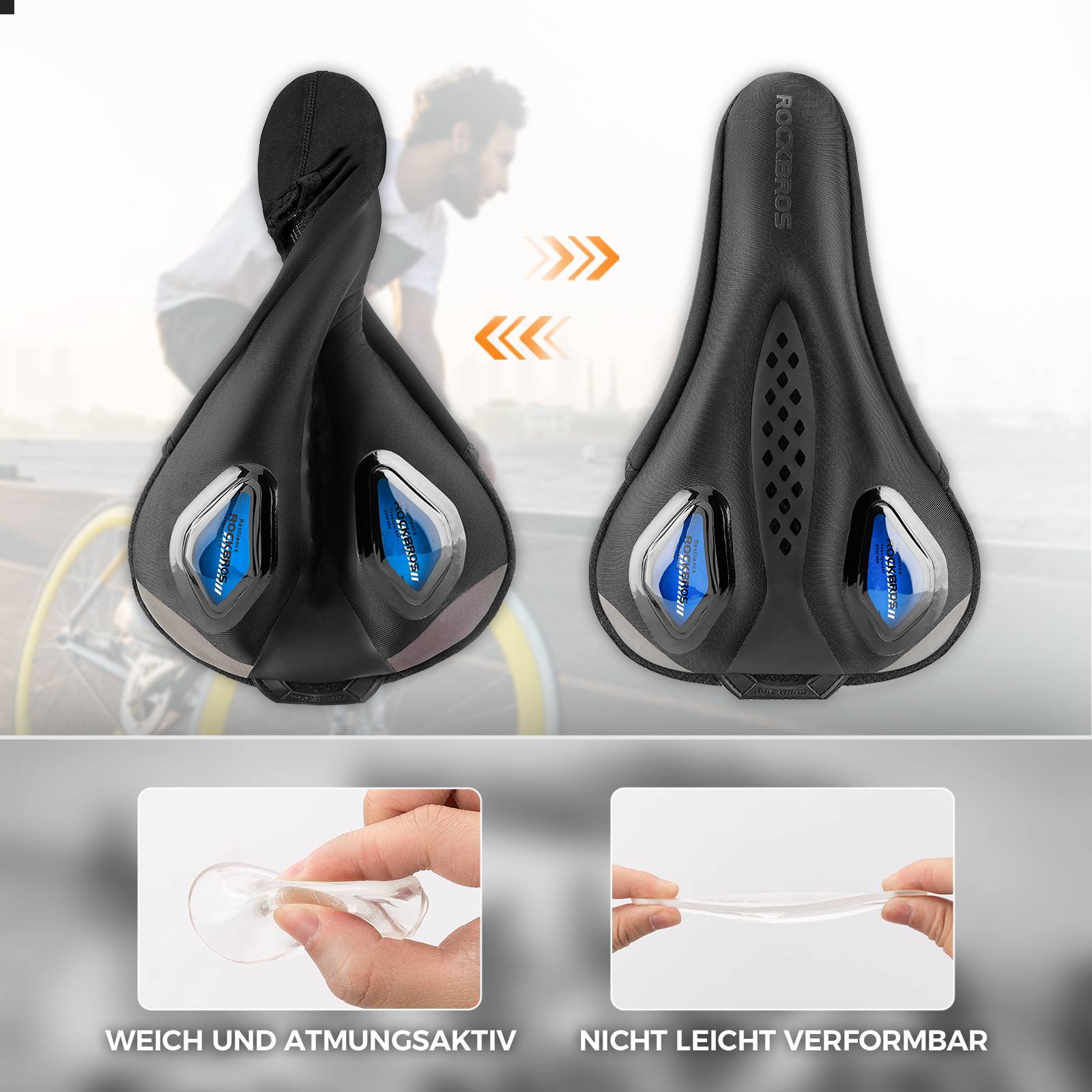 ROCKBROS Fahrrad Sattelbezug Gelüberzug für Fahrradsitz mit Wasserdichter