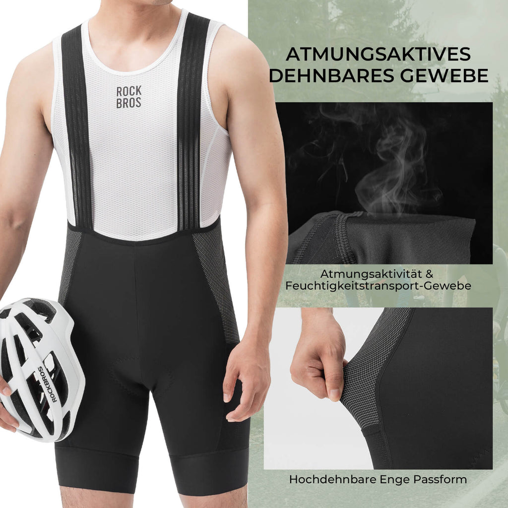 ROCKBROS Fahrrad Trägerhose Hochfest & Atmungsaktiv mit 5 Taschen