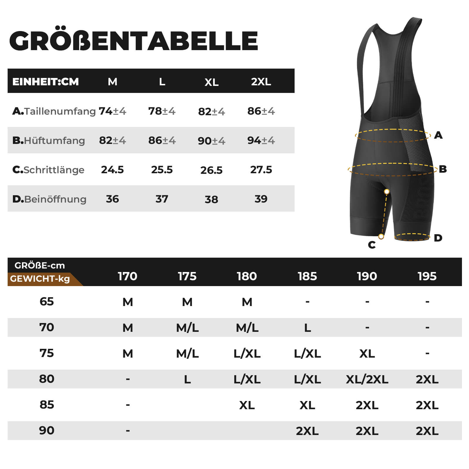 ROCKBROS Fahrrad Trägerhose Hochfest & Atmungsaktiv mit 5 Taschen