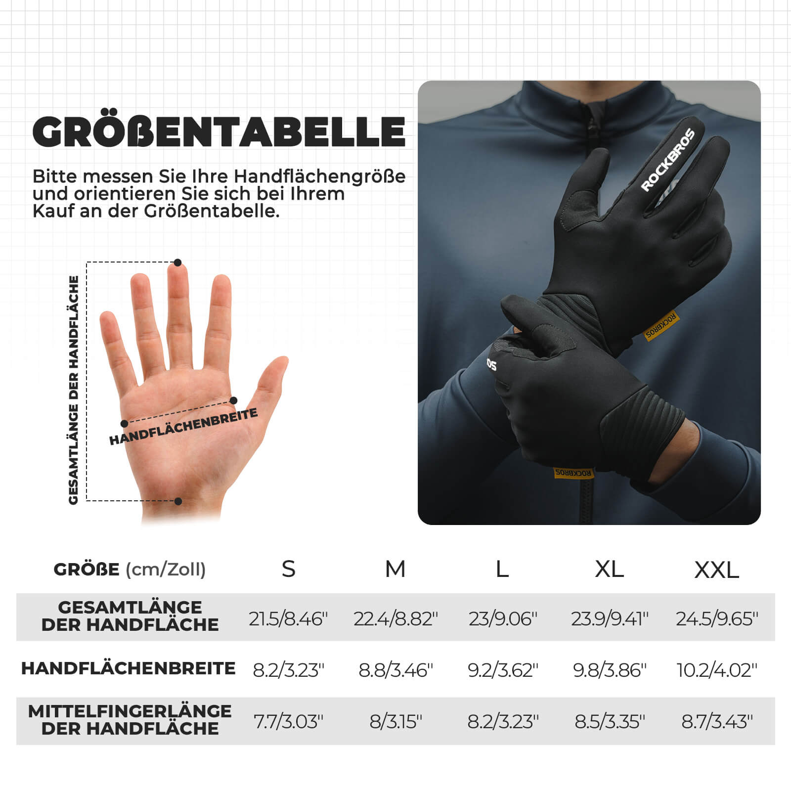 ROCKBROS Fahrradhandschuhe Touchscreen-fähig mit SBR-Polsterung