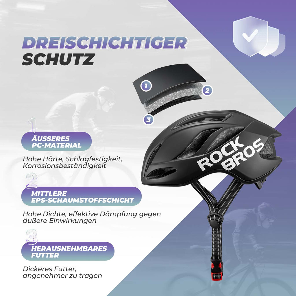 ROCKBROS Fahrradhelm 58-62cm Einstellbare Cityhelm Belüftung Unisex