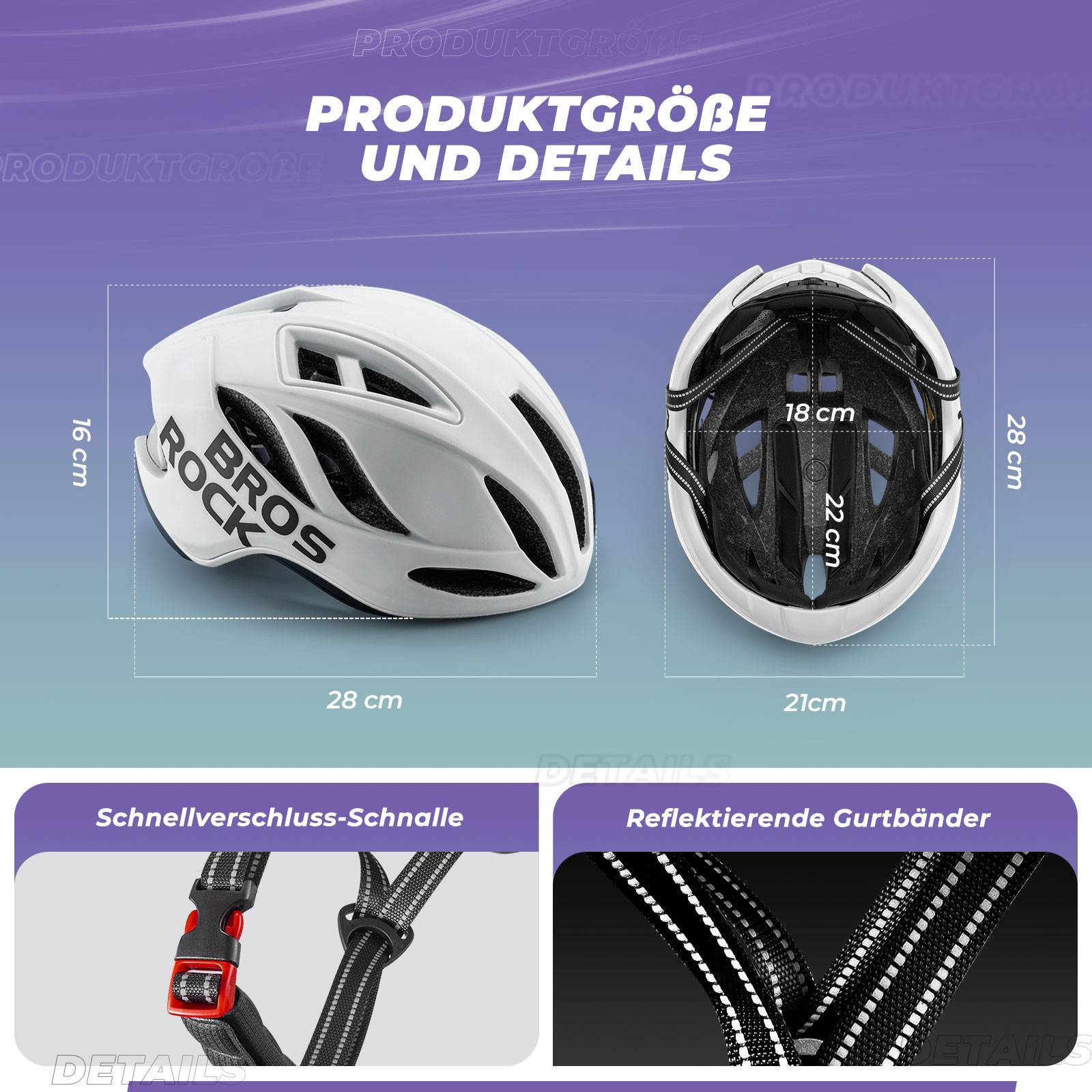 ROCKBROS Fahrradhelm 58-62cm Einstellbare Cityhelm Belüftung Unisex
