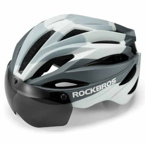ROCKBROS Fahrradhelm Magnetischer Abnehmbarer MTB Helm mit Visier