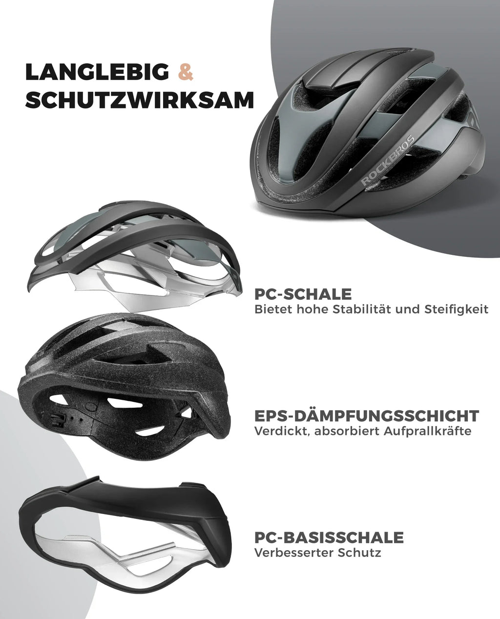 ROCKBROS Fahrradhelm Sport Mountainbike Schutzhelm Atmungsaktiv 54-58cm