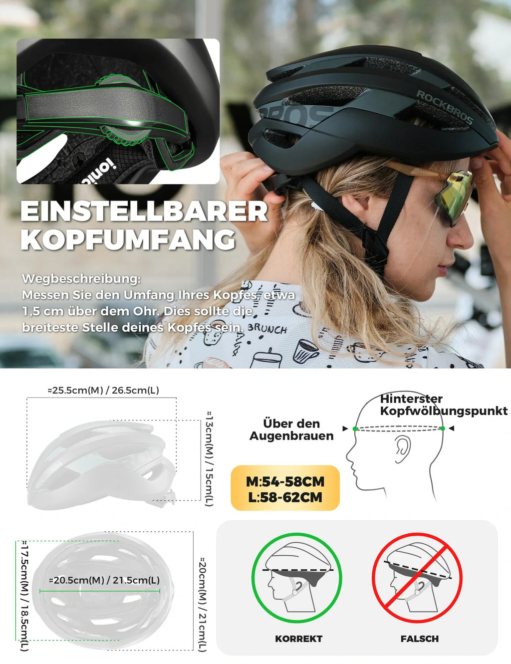 ROCKBROS Fahrradhelm Sport Mountainbike Schutzhelm Atmungsaktiv 54-58cm