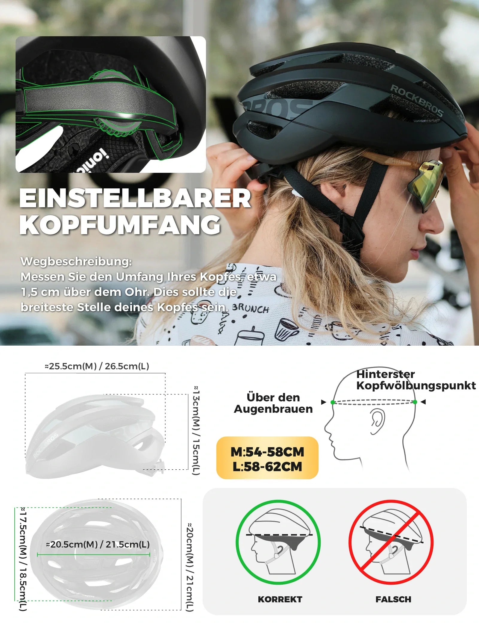 ROCKBROS Fahrradhelm Sport Mountainbike Schutzhelm Atmungsaktiv 54-58cm