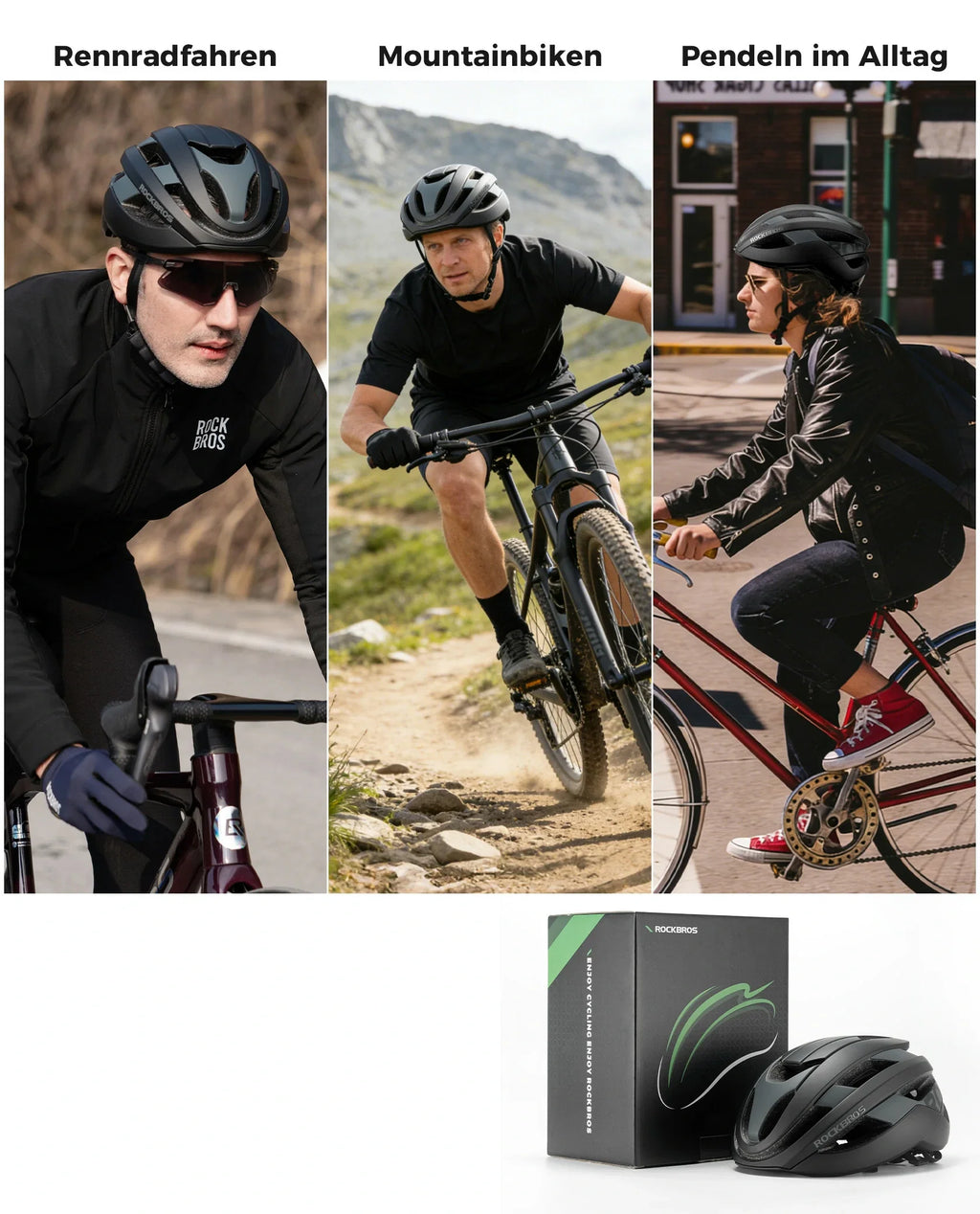 ROCKBROS Fahrradhelm Sport Mountainbike Schutzhelm Atmungsaktiv 54-58cm