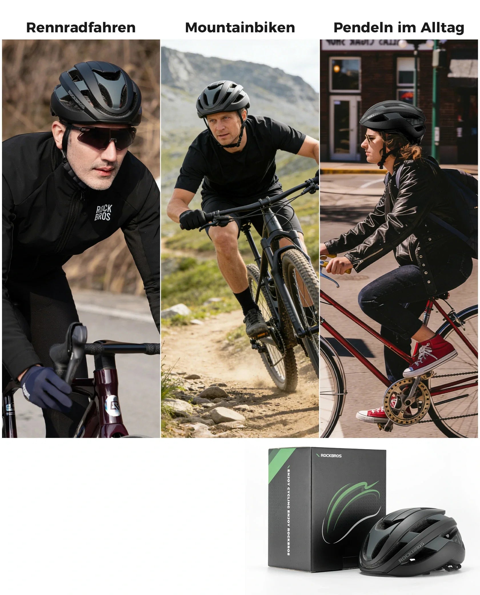 ROCKBROS Fahrradhelm Sport Mountainbike Schutzhelm Atmungsaktiv 54-58cm