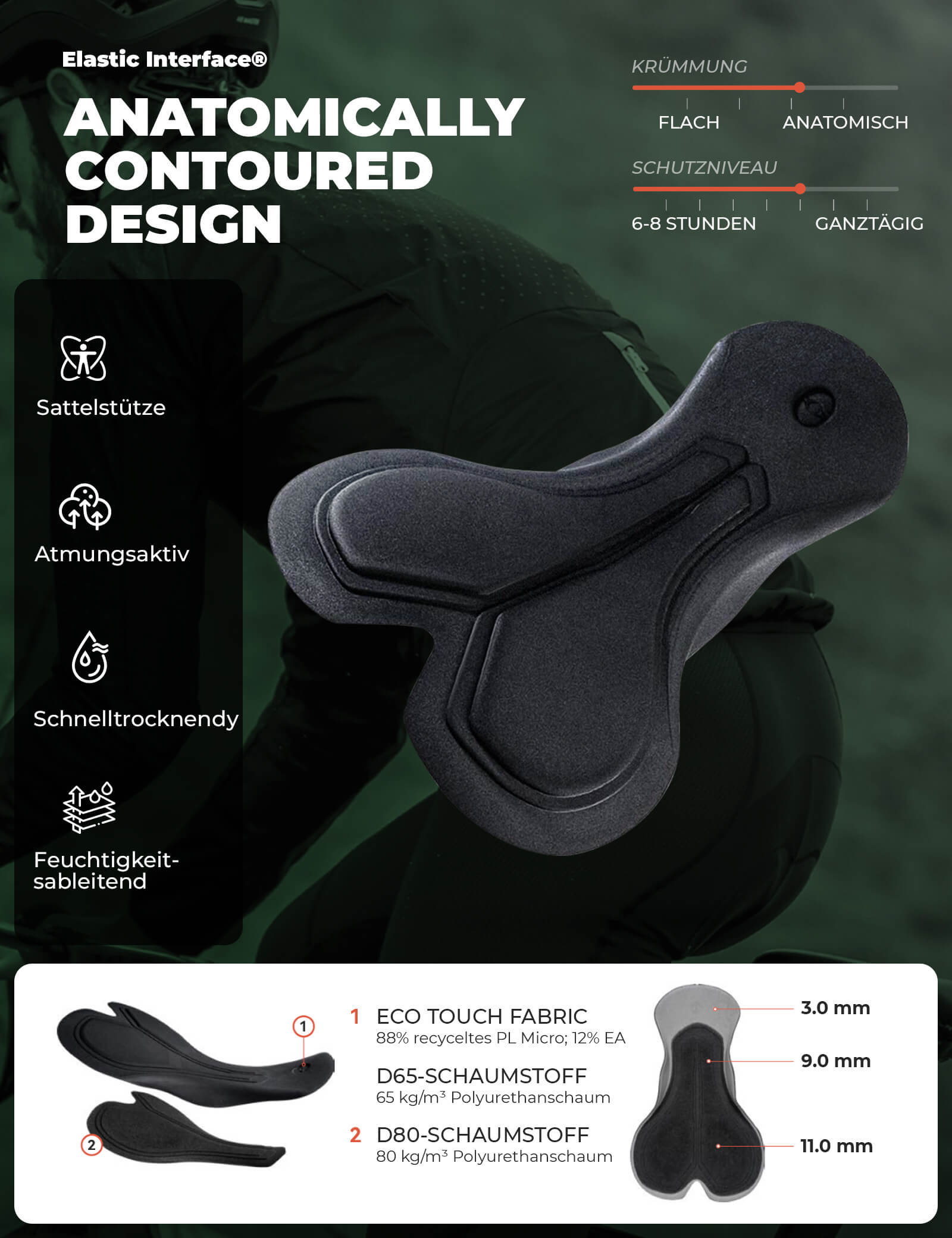 ROCKBROS Herren Fahrrad Trägerhose Lang Gepolstert
